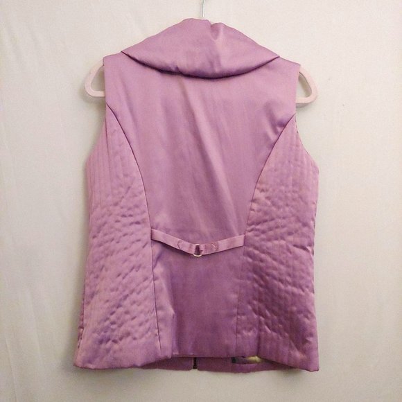 JH Collection Lilac Full Zip Silky Vest With Pockets M Collar - Picture 7 of 11